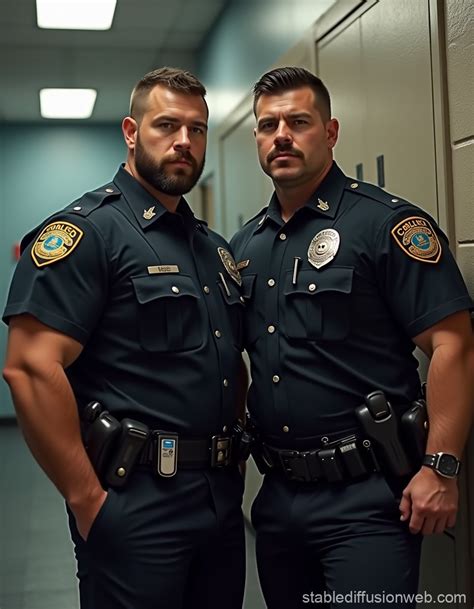 Handsome Gay LAPD Police Officers In Uniform Stable Diffusion Online