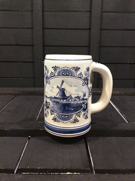 Vintage Delft Blue Beer Stein Handpainted And Made In Holland Etsy