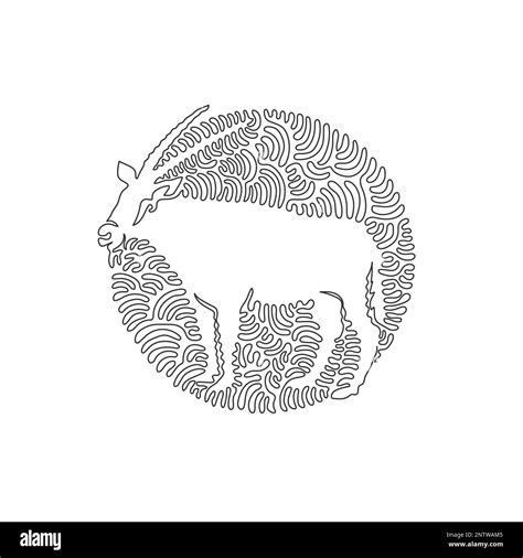 Continuous One Curve Line Drawing Of Adorable Oryx Abstract Art In