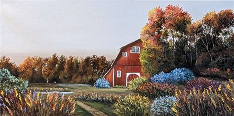 Landscape with red barn by MikkaDraiman on DeviantArt