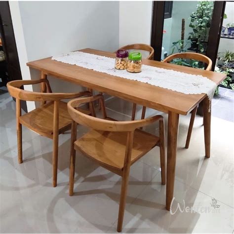 Jual Meja Makan Retro Kayu Jati Kursi Sely Wonten Art Dining Table