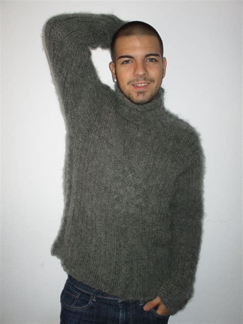 Men S Soft And Fuzzy Turtleneck Mohair Sweater Sweaters Men Sweater Hot Sweater