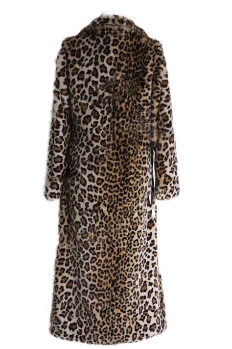 Djbm Women S Sexy Elegant Vintage Leopard Print Lapel Faux Fur Long