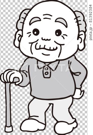 Grandpa Walking With A Cane Stock Illustration 81392384 PIXTA