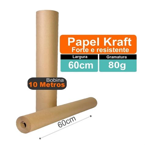 Bobina Papel Kraft Reciclado G Rolo De Cm X Metros Embalagem