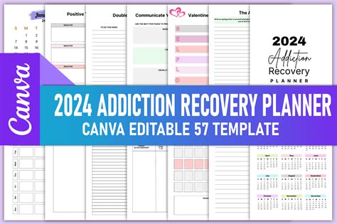 2024 Addiction Recovery Planner Canva Gráfico Por Rahimaartwork077