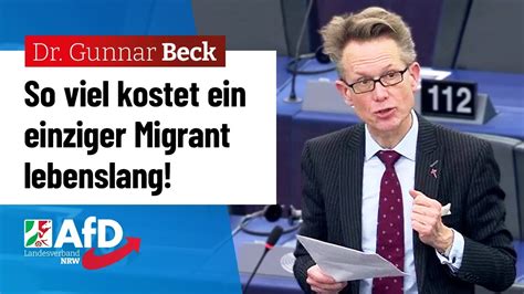 So Viel Kostet Ein Einziger Migrant Lebenslang Dr Gunnar Beck AfD