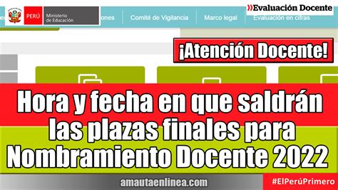 Minedu Hora Y Fecha En Que Saldr N Las Plazas Finales Para