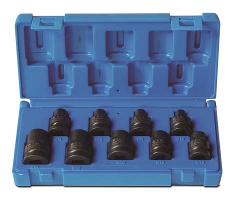 Action Impact 9pcs 12 Dr Thin Wall External Torx Impact Socket Set E10 E24 633250901