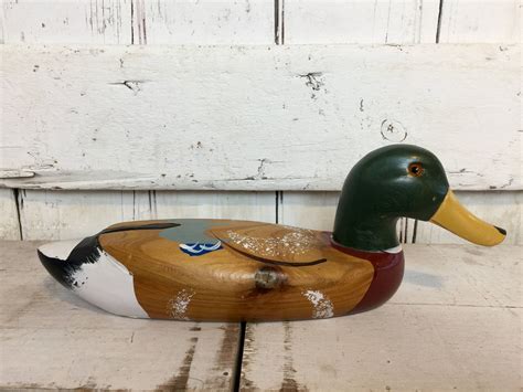 Wooden Duck Decoy Hand Painted Figurine Vintage Etsy Duck Decoys