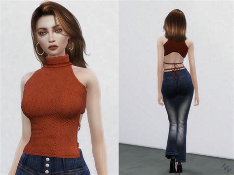 The Sims Resource Zn Turtleneck Sleeveless Sweater