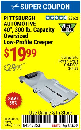 Pittsburgh Automotive In Lbs Capacity Low Profile Creeper For