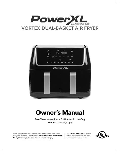 PowerXL Vortex Dual-Basket Air Fryer Owner’s Manual – ChatWithManuals ...