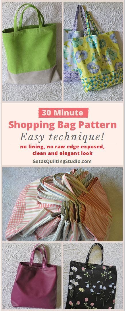 Quick shopping bag pattern- sew reusable shopping bags. | Shopping bag pattern, Sewing for ...