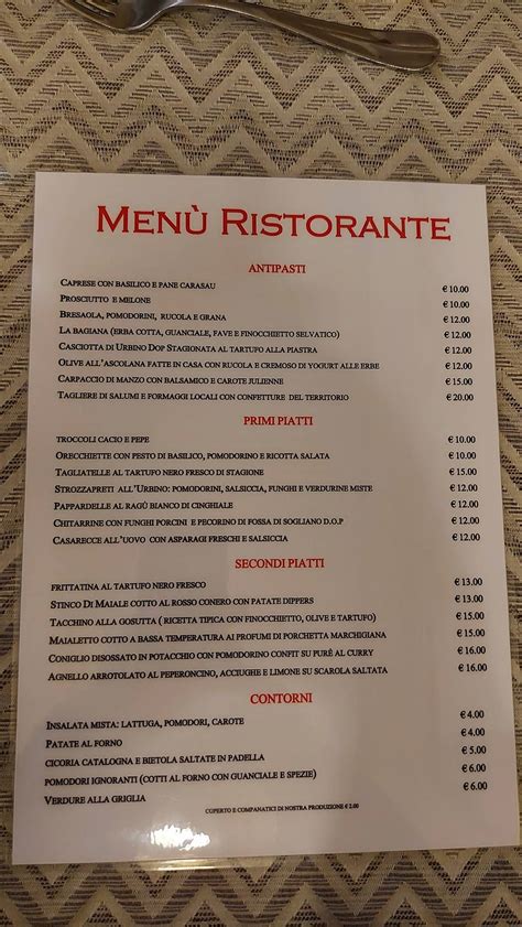 Menu Da Il Cortegiano Ristorante Urbino