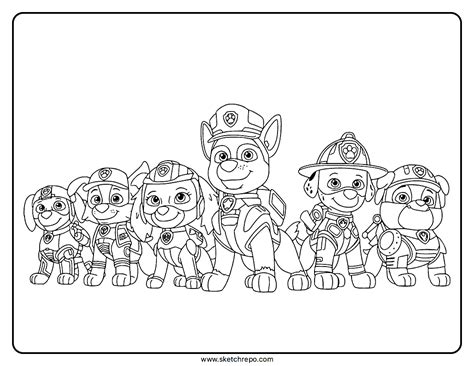 PAW Patrol Christmas Coloring Page Sketch Repo