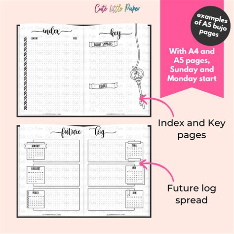 Bullet Journal Template Pages Printable Pdf A A Sunday