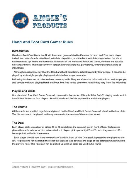Rules For Hand And Foot Card Game