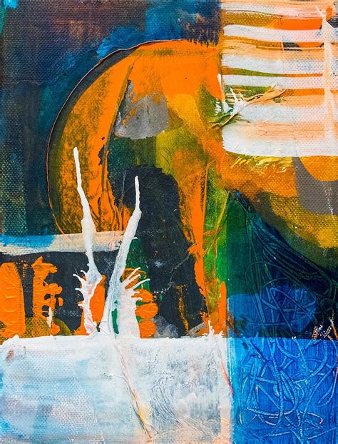 Abstract Painting Art Paint Detail Background Orange Blue Pikist