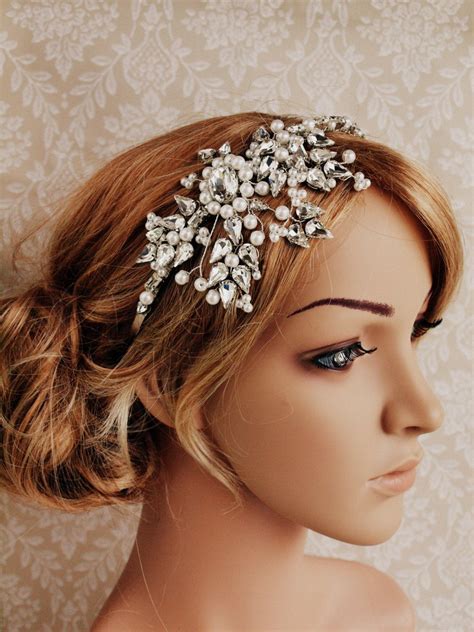 Wedding Bridal Headband Bridal Headpiece Miss Anelle Pearl And