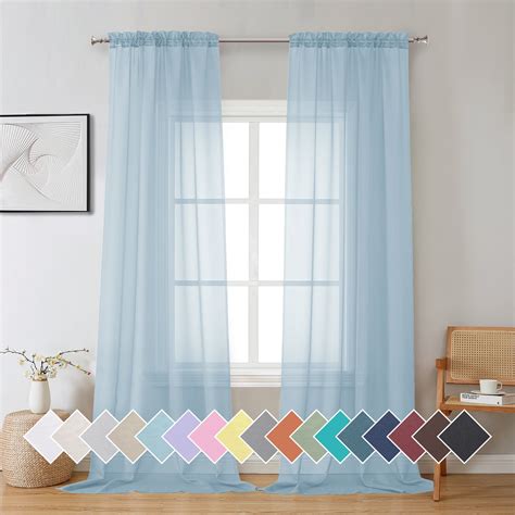 OVZME Living Room Sheer Curtains 96 Length 2 Panels Set Gorgeous