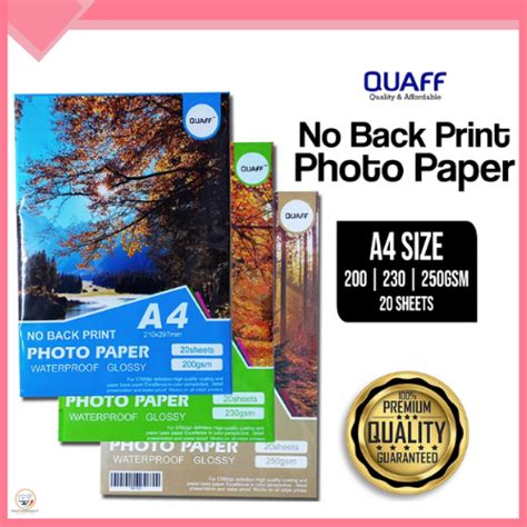 Quaff Tree Type No Back Print Inkjet Photo Paper Glossy A Size Gsm