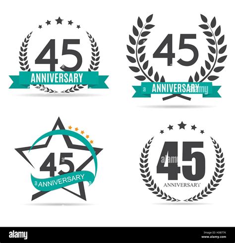 Template Logo 45 Years Anniversary Vector Illustration Stock Vector