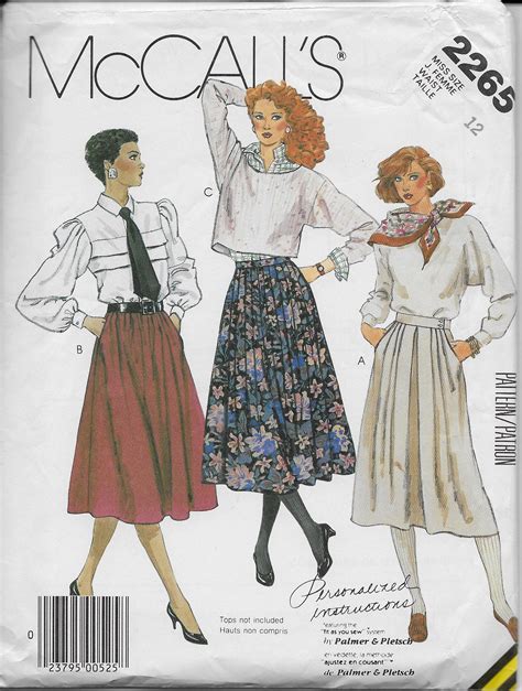 Vintage Mccalls 2265 Sewing Pattern For 80s Skirt Skirt Patterns Sewing Sewing Skirts