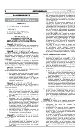 Ley N 30933 Ley Que Regula Desalojo Con Intervencion Notarial PDF