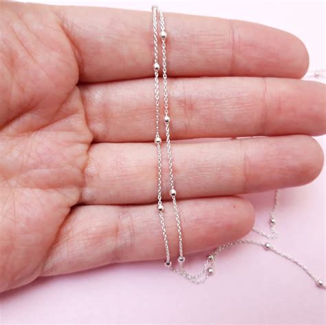 Sterling Silver Satellite Chain Necklace Everyday Jewelry Etsy