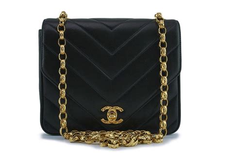 Chanel Black Vintage Gold Chain Classic 255 Flap Bag 24k Gp