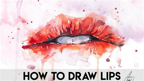 How To Draw Lips For Begginers Easy Watercolors Lips Youtube