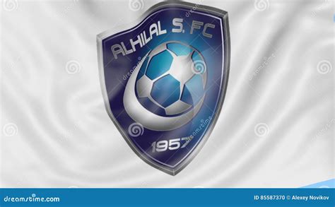 Close Up Of Waving Flag With Al Hilal Fc Football Club Logo Seamless