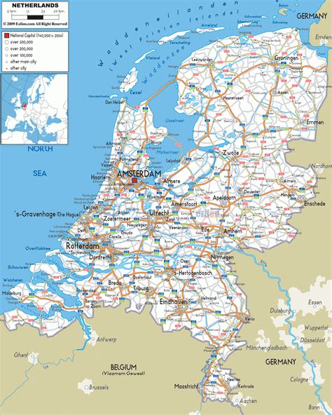 Detailed Clear Large Road Map Of Netherlands And Ezilon Maps Adams