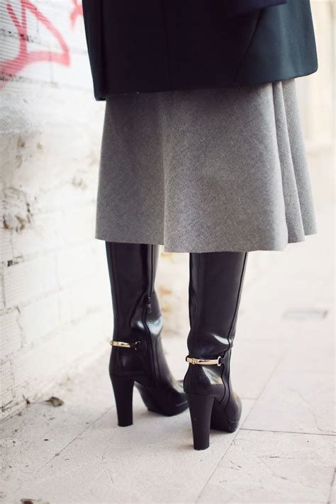 High Boots Midi Skirt Fashion Dressy Boots Style