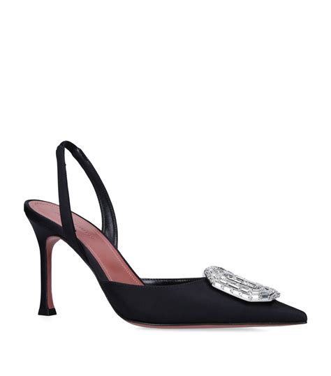 Amina Muaddi Satin Camelia Slingback Pumps Harrods Fr