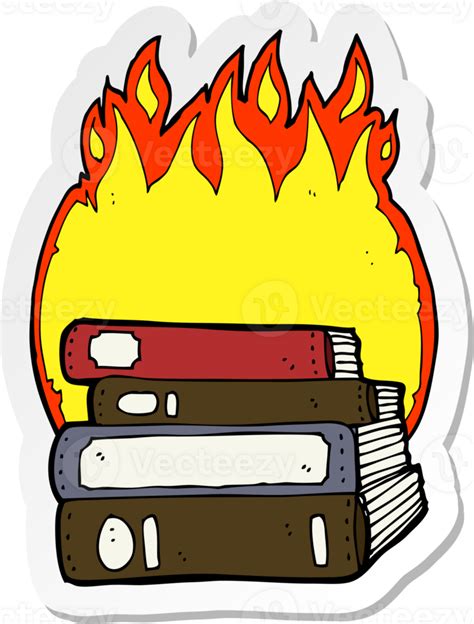 Sticker Of A Cartoon Burning Books 44290849 PNG