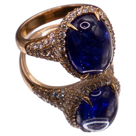 23 15 Carat Tanzanite Cabochon Diamond Ring For Sale At 1stdibs