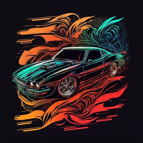 Uma Ilustra O Colorida De Um Carro Um Fundo Preto E A Palavra