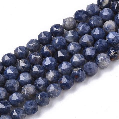 Mm Faceted Round Natural Blue Sapphire Bead Strand Etsy Natural