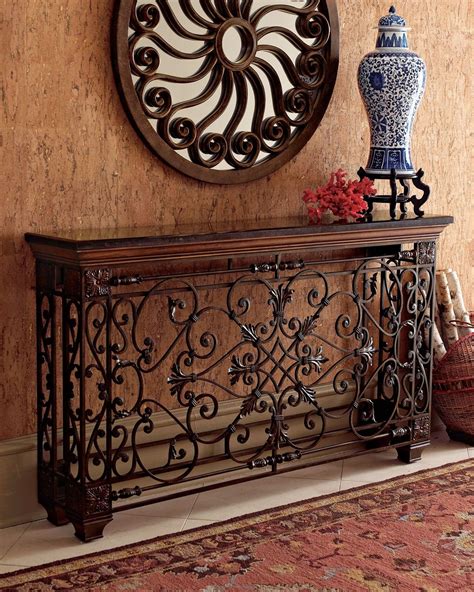 Wrought Iron And Slate Sofa Table Baci Living Room