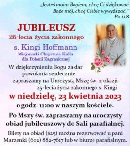 Jubileusz 25 lecia życia zakonnego s Kingi Hoffmann Parafia pw