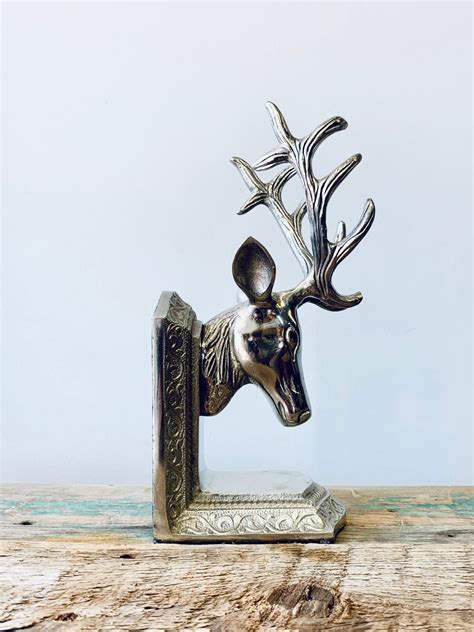 Silver Deer Bookend Reindeer Bookend Deer Decor Cabin Etsy