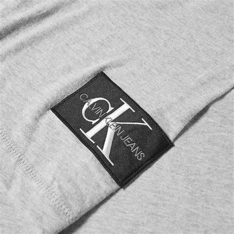 Calvin Klein Monogram Sleeve Badge Tee Light Grey Heather End