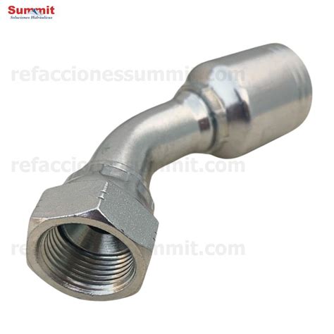 Conector Codo 45º Rosca Jic Flare 37 Hembra 1 2 Manguera 1 2 R1 y R2