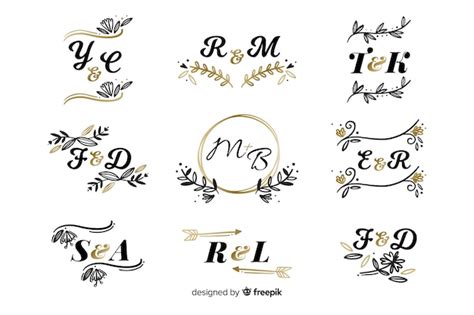 Colección de monograma de boda ornamental Vector Gratis