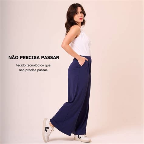 Calça Que Não Amassa - Calça Alfaiataria Inteligente Fluity Não Amassa Chanel Azul Marinho ...