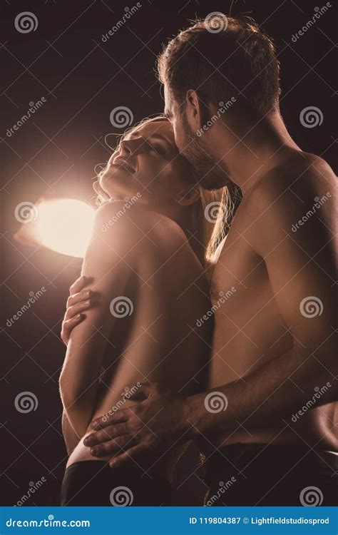 Happy Naked Lovers Hugging On Brown Stock Image Image Of Girlfriend Closeness