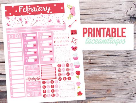 Printable Planner Stickers Monthly Spread Kit Month February