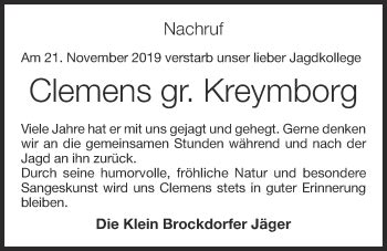 Traueranzeigen Von Clemens Gr Kreymborg Om Trauer De